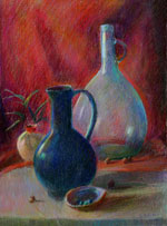 still life with cardboard box Mother and Child with Brass Kettle