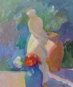 Demo with Statue and Blue Vase with Flowers Demo with Statue and Blue Vase with Flowers